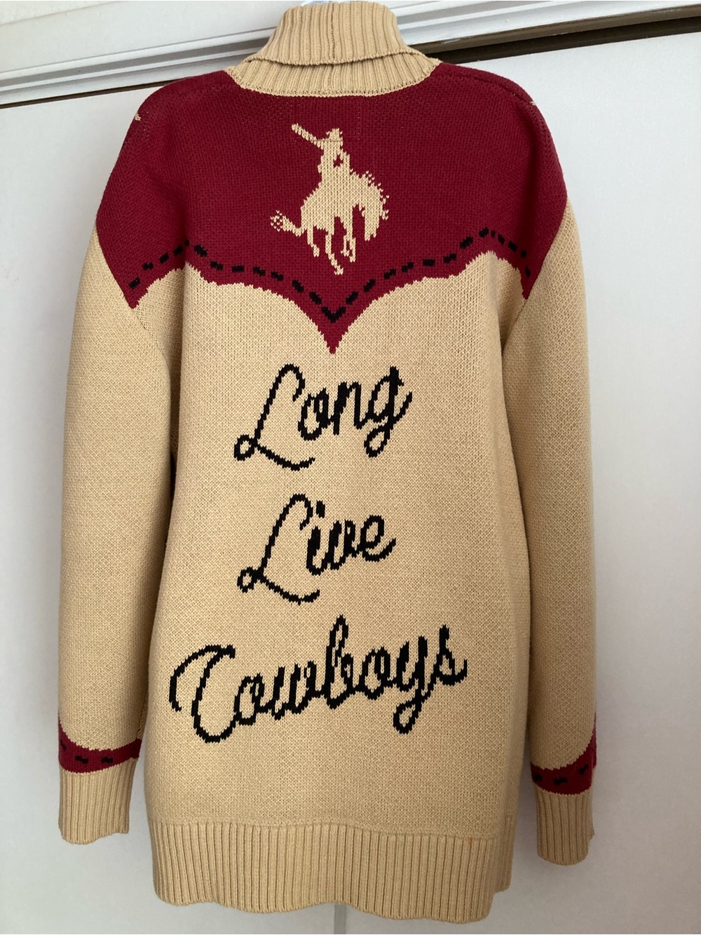 Wrangler Retro Cozy Shawl Collar Cowboy Graphic Yoke Cardigan Sweater, NWT Sz XL